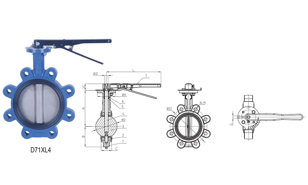 BS EN 593 Lugged Wafer Butterfly Valve
